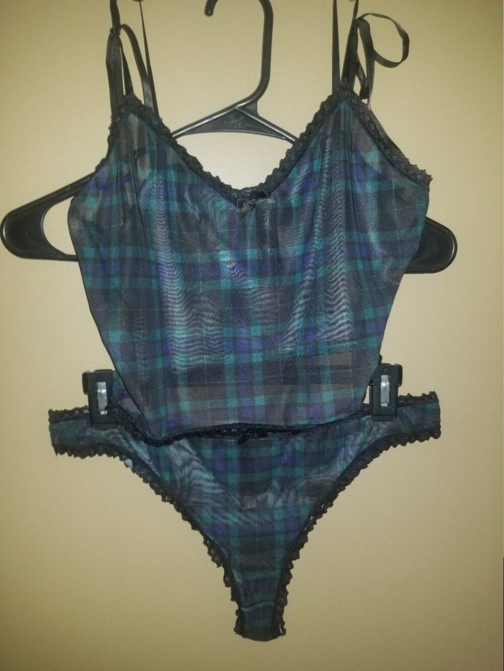 Dolls Kill Plaid Mesh Lingerie Set - L